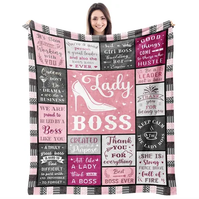 Lady Boss Thank You Collage Blanket Celebrating Leadership