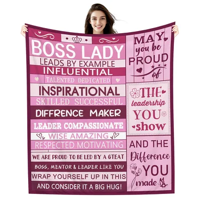 Boss Lady Leads Blanket: A pink typographic tribute