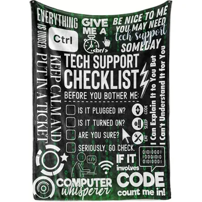 Tech Support Humor Blanket: The Tech Support Checklist Design