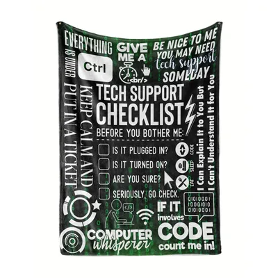 Tech Support Checklist Blanket for IT Humor Lovers