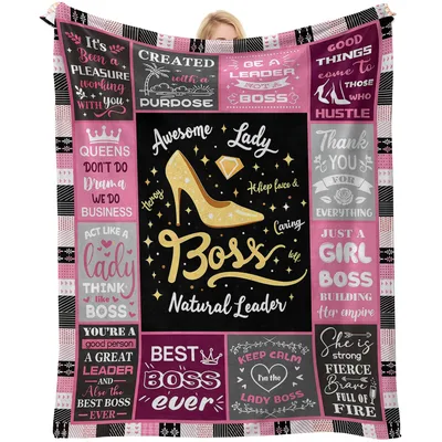Awesome Lady Boss Natural Blanket Celebrating Female Leadership