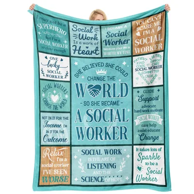Teal Social Worker Quote Blanket: A Patchwork of Professional Pride