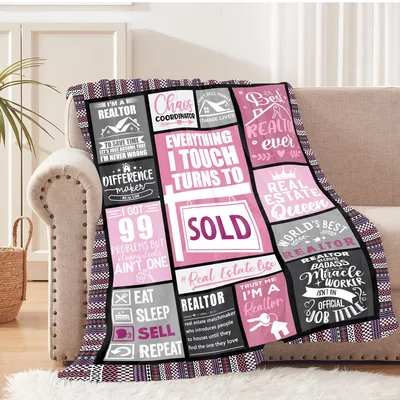 Realtor Sold Sign Word Blanket - Real Estate Agent Gift