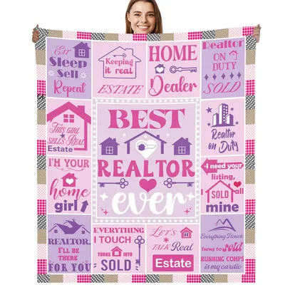 Best Realtor Ever Pattern Blanket Celebrating Real Estate Success