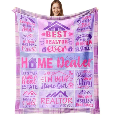Best Realtor Ever Home Blanket: Pink and Purple Real Estate Design