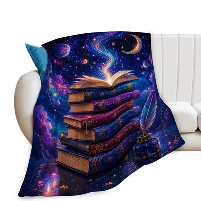 Reading Blanket for Cosmic Book Lovers and Night Owls