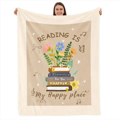 Reading is My Happy Place Blanket for Book Lovers