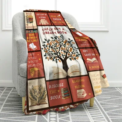 Library Book Lover Blanket: Check Out a Library Book Design