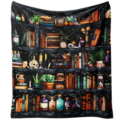 Witchy Bookshelf Blanket for Magical Reading Nooks