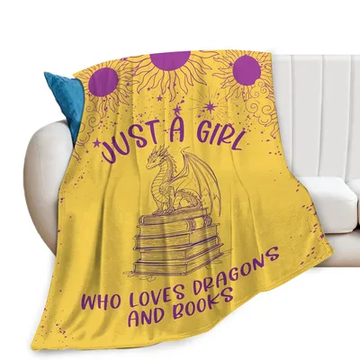 Dragon and Books Blanket for Fantasy Lovers
