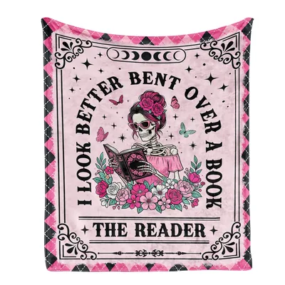 Skeleton Reading Book Blanket: Gothic Reader Design