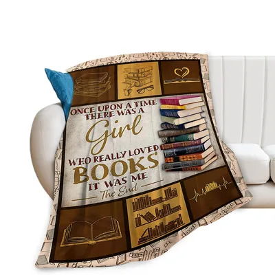 Book Lover Reading Girl Blanket: Once Upon a Time Design