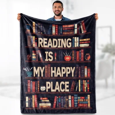 Reading Books Library Shelves Blanket for Book Lovers