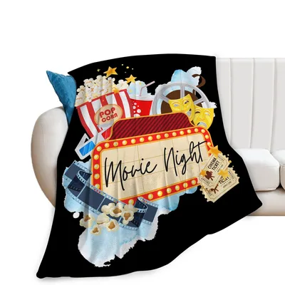 Movie Night Popcorn and Film Blanket for Cinema Lovers
