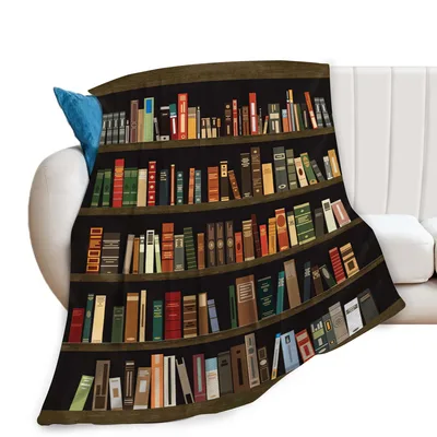 Bookshelf Books Pattern Blanket for Readers Who Love Library Vibes