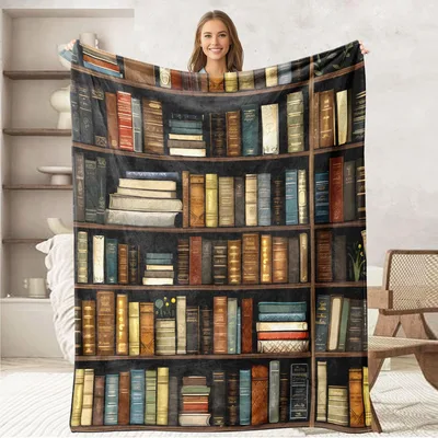 Bookshelf Books Reading Blanket