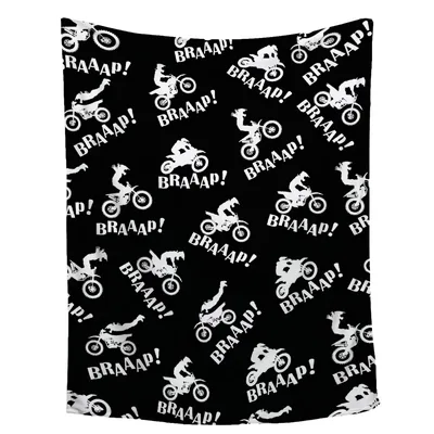 Dirt Bike Braaap Pattern Blanket Motocross Stunt Design