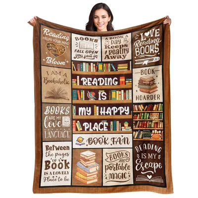 Book Lover Reading Collage Blanket for Bookaholics and Book Hoarders