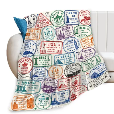 Travel Passport Stamps Blanket: A Global Journey on Your Couch