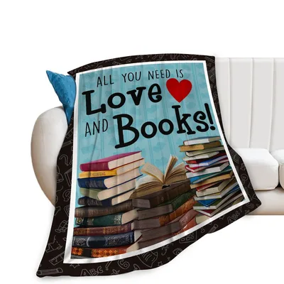 Book Lover Stacked Books Blanket: All You Need Is Love And Books