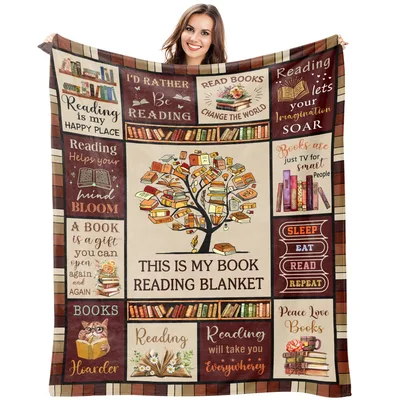 Book Lover Reading Quotes Blanket featuring a book tree