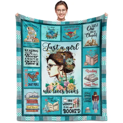 Girl Reading Books Bookish Blanket for Readers and Bookworms