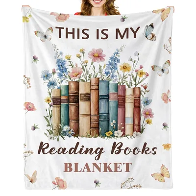 This Is My Reading Blanket Vintage Books Wildflowers Design