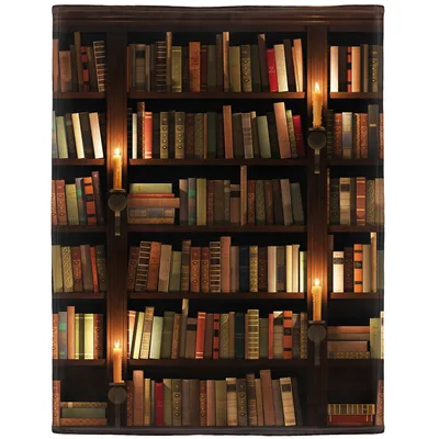 Vintage Library Bookshelf Blanket for Cozy Reading Nooks