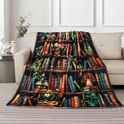 Vintage Books Bookshelf Blanket: A Cozy Library Design for Readers