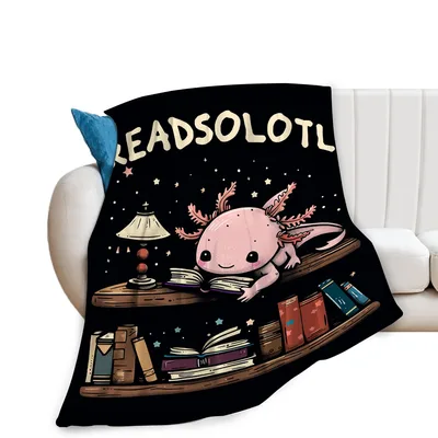 Axolotl Reading Books Blanket: Readsolotl Design for Bookworms