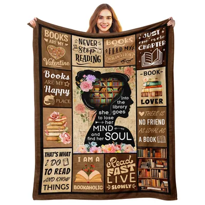 Book Lover Reading Women Blanket Celebrating Bookaholics with Quotes