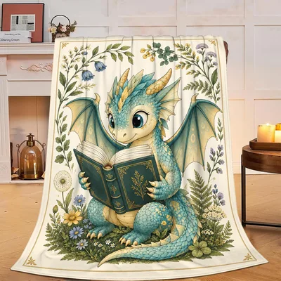 Baby Dragon Reading Book Blanket: A Cozy Companion for Book Lovers