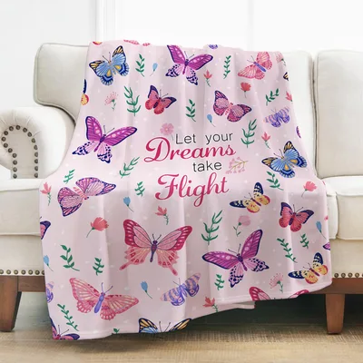 Butterfly Floral Inspirational Blanket