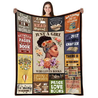 Bookworm Muse Reading Patchwork Blanket for Literary Lovers