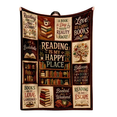 Book Lover Reading Design Blanket for Readers and Bookworms