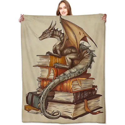 Dragon Perched on Old Blanket: Fantasy Art for Book Lovers