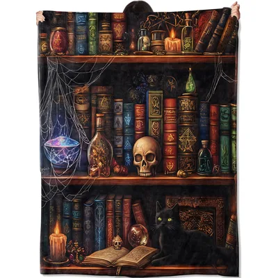 Gothic Witch Bookshelf Blanket for Dark Academia Lovers