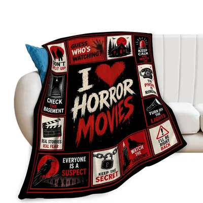 Horror Movie Lover Blanket: I Love Horror Movies Design