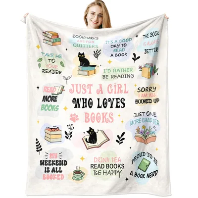 Bookish Cat Reading Tea Blanket: A Novel Reader's Cozy Escape