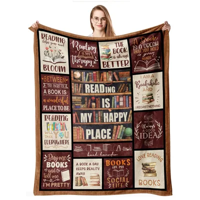 Book Lover Quotes Bookshelf Blanket for Your Next Reading Nook