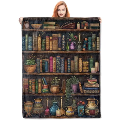 Vintage Bookshelf with Antique Blanket: A Cozy Reading Nook Design