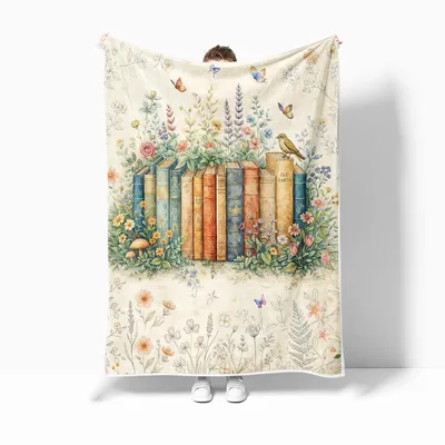 Vintage Books Wildflowers Blanket: Vintage Volumes Blooming