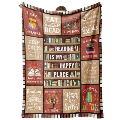 Bookish Shelves Reading Lover Blanket for Bookaholics