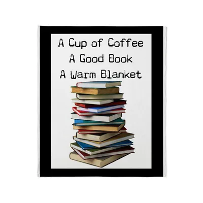 Book Lover Stack Blanket: Coffee, Book, and Warmth Design