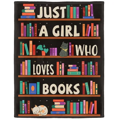 Bookshelf Bliss with Black Blanket: Just a Girl Who Loves Books Design