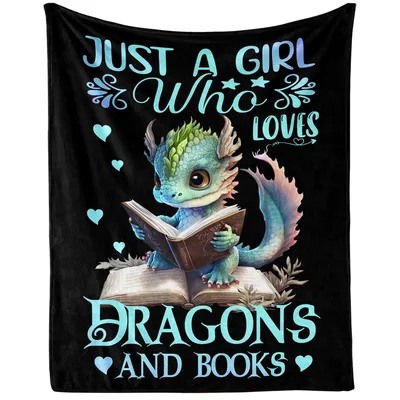 Just a Girl Who Loves Dragons Blanket for Bookworms