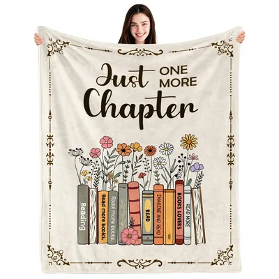 Just One More Chapter Floral Book Blanket for Readers