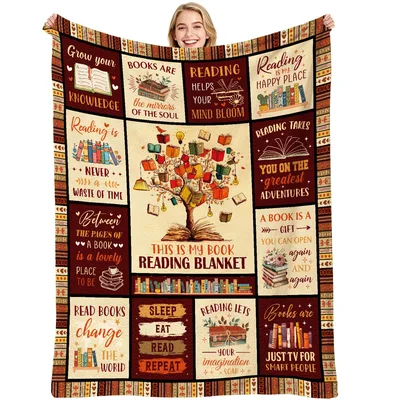 Book Tree Reading Quotes Blanket for Bookworms and Literary Lovers