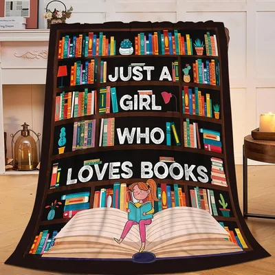 Bookshelf Girl Reading Blanket: Cozy Cover for Book Lovers