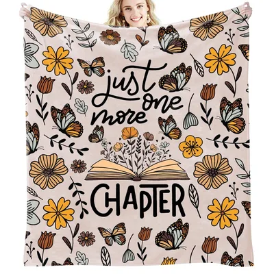 Just One More Chapter Butterfly Garden Blanket for Book Lovers